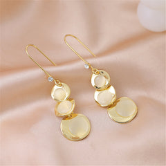 Quartz & Cubic Zirconia 18K Gold-Plated Linked Round Drop Earrings