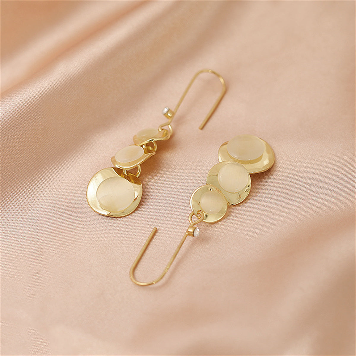 Quartz and Cubic Zirconia 18K Gold-Plated Linked Round Drop Earrings, gold drop earrings for women, lifestyle look
