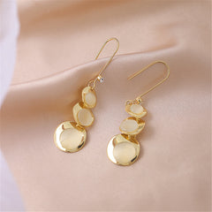 Quartz & Cubic Zirconia 18K Gold-Plated Linked Round Drop Earrings