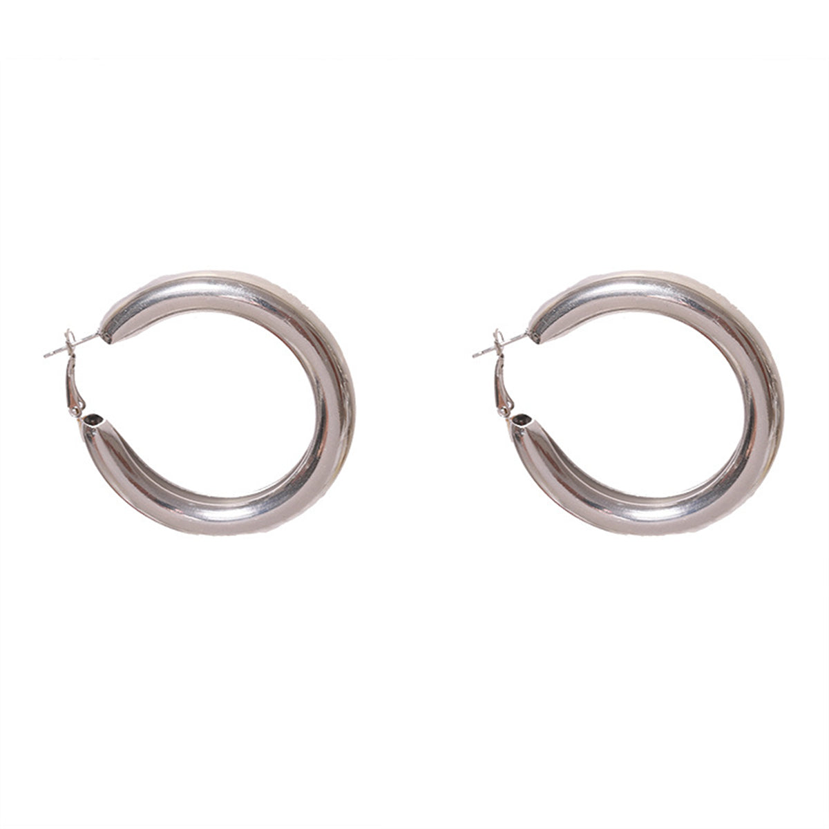 Silver-Plated Tube Hoop Earrings