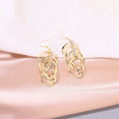 Cubic Zirconia & 18K Gold-Plated Stacked Open Teardrop Earrings