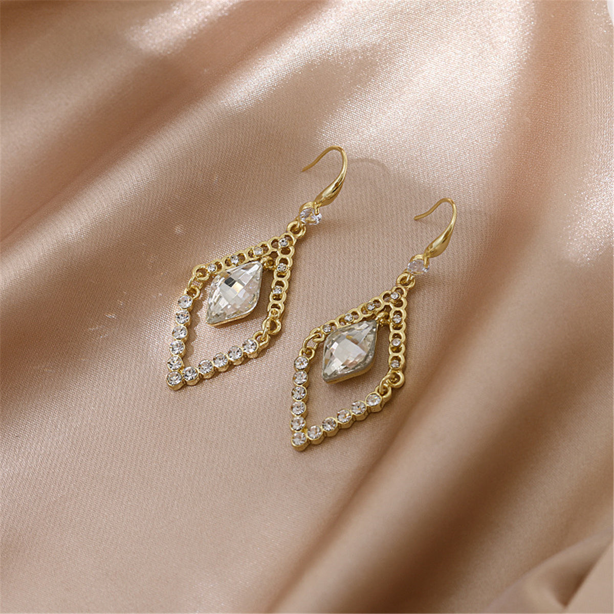 White Crystal & Cubic Zirconia Diamond Drop Earrings