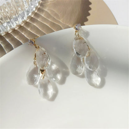 Crystal and Cubic Zirconia Drop Cluster Drop Earrings, drop earrings for women, elegant gift for her, front view
