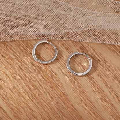 Silver-Plated Ring Huggie Earrings, silver huggie earrings, elegant gift for her, side view
