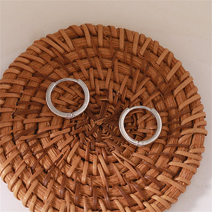 Silver-Plated Ring Huggie Earrings, silver huggie earrings, elegant gift for her, detail close-up