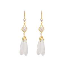 Quartz & Cubic Zirconia 18K Gold-Plated Magnolia Bead Drop Earrings