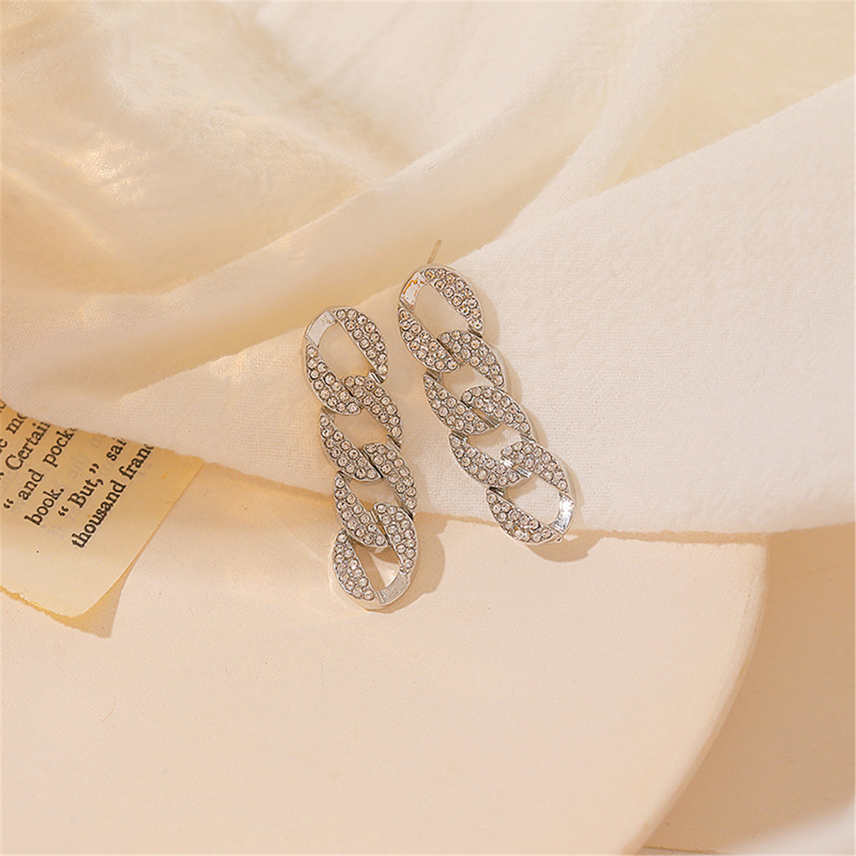 Cubic Zirconia and Silver-Plated Cable Chain Drop Earrings, silver drop earrings for women, everyday style, lifestyle look