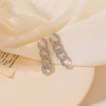 Cubic Zirconia and Silver-Plated Cable Chain Drop Earrings, silver drop earrings for women, everyday style, lifestyle look