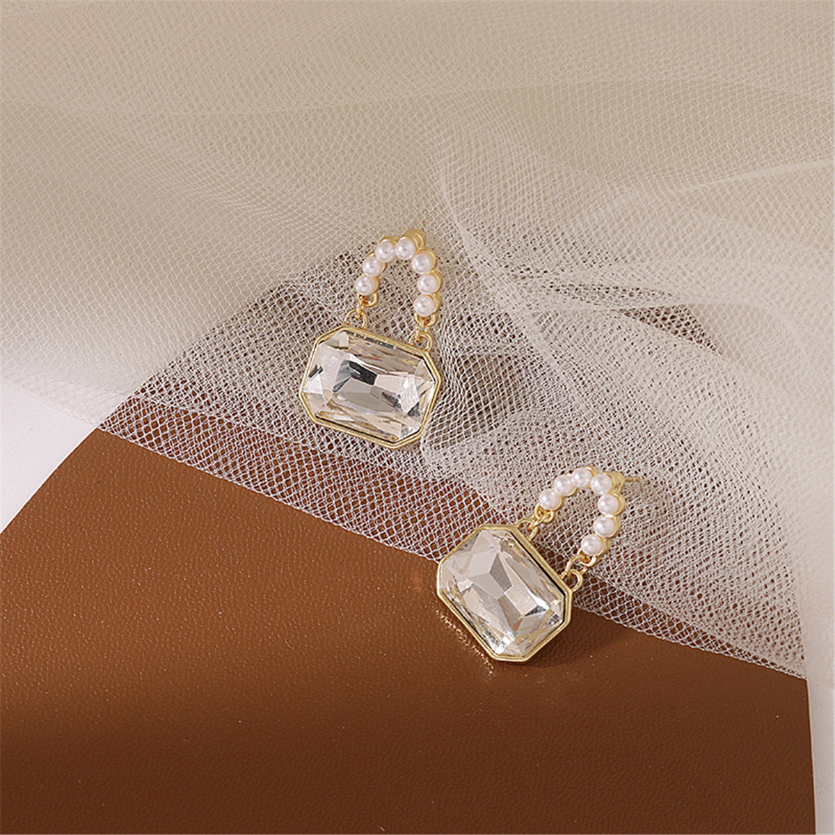 Pearl and Crystal 18K Gold-Plated Handbag Drop Earrings, gold drop earrings for women, everyday style, styled look