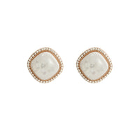 Shell & 18k Gold-Plated Square Stud Earrings