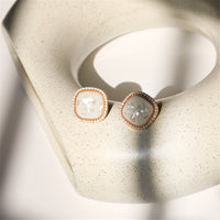 Shell & 18k Gold-Plated Square Stud Earrings