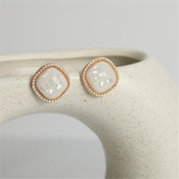 Shell & 18k Gold-Plated Square Stud Earrings