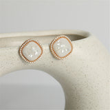 Shell & 18k Gold-Plated Square Stud Earrings