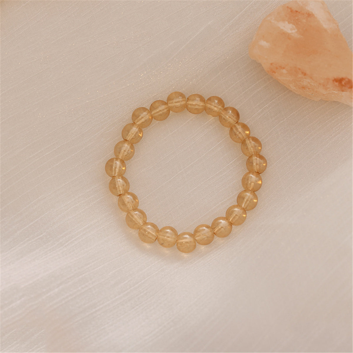 Light Brown Beaded Stretch Bracelet