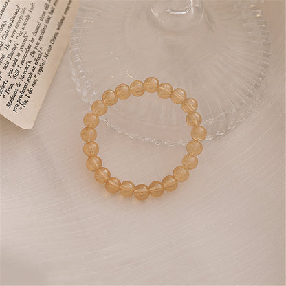 Light Brown Beaded Stretch Bracelet, bracelet for women, vintage-inspired design, lifestyle look