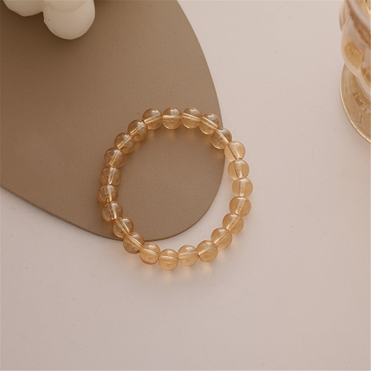 Light Brown Beaded Stretch Bracelet