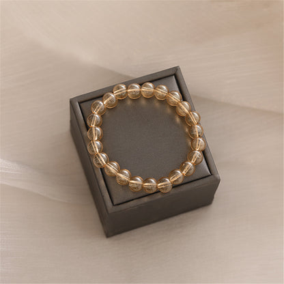 Light Brown Beaded Stretch Bracelet, bracelet for women, vintage-inspired design, side view