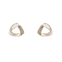 Cubic Zirconia & 18k Gold-Plated Twisted Triangle Stud Earrings