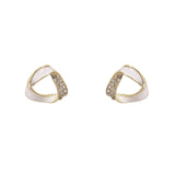 Cubic Zirconia & 18k Gold-Plated Twisted Triangle Stud Earrings