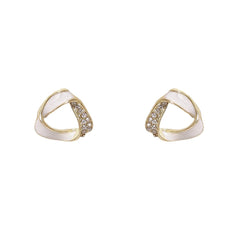 Cubic Zirconia & 18K Gold-Plated Twisted Triangle Stud Earrings