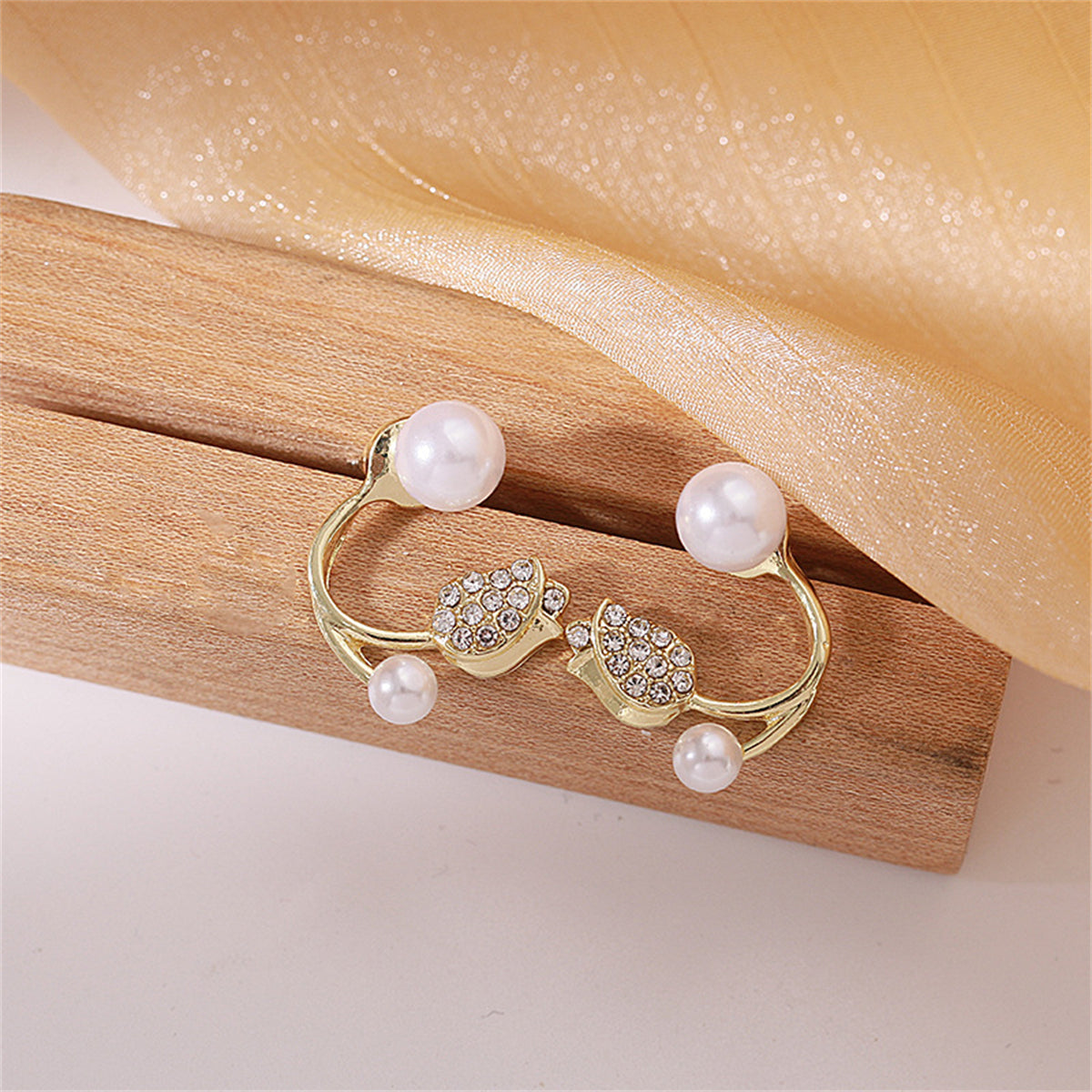 Pearl and Cubic Zirconia Rose Ear Jackets, stud earrings for women, elegant gift for her, styled look