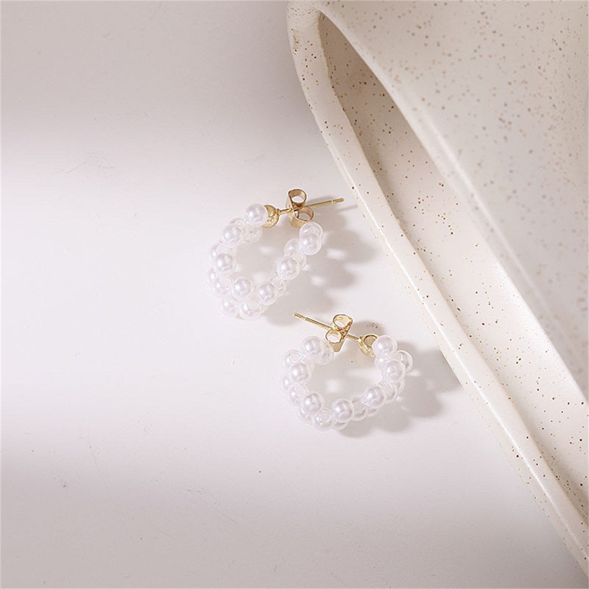 Pearl and 18K Gold-Plated Chain Earrings, gold drop earrings for women, vintage-inspired design, styled look