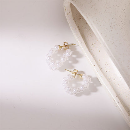 Pearl and 18K Gold-Plated Chain Earrings, gold drop earrings for women, vintage-inspired design, styled look