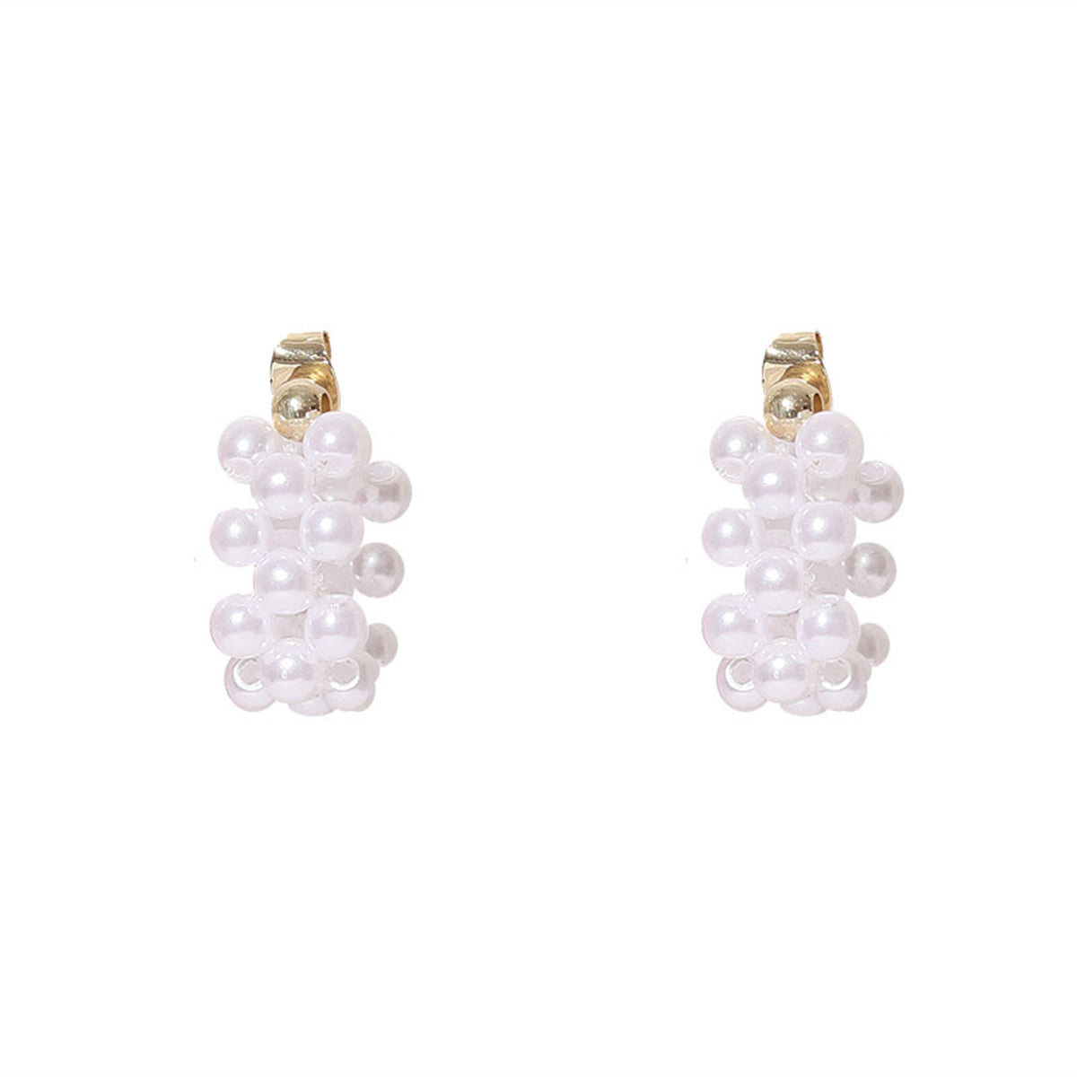 Pearl and 18K Gold-Plated Chain Earrings, gold drop earrings for women, vintage-inspired design, side view
