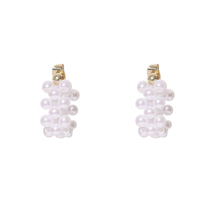 Pearl and 18K Gold-Plated Chain Earrings, gold drop earrings for women, vintage-inspired design, side view