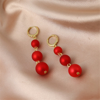 Red Resin and 18K Gold-Plated Linked-Bead Drop Earrings, gold drop earrings for women, botanical inspired, lifestyle look