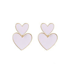 Pink Enamel & 18K Gold-Plated Heart Ear Jackets