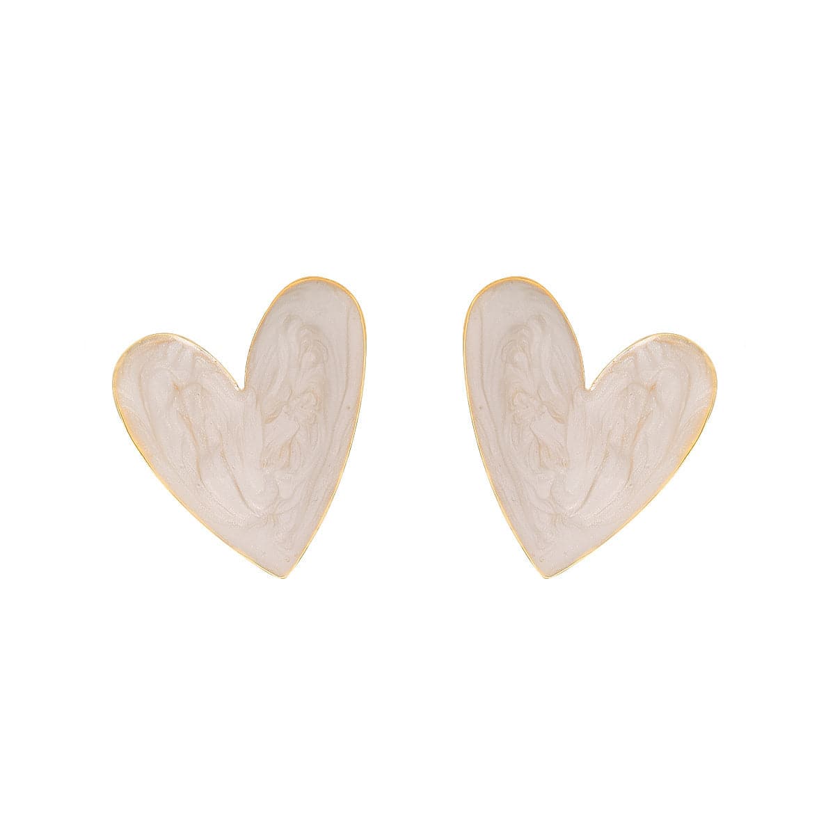 Blush Enamel & 18K Gold-Plated Heart Stud Earrings