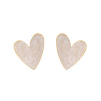 Blush Enamel & 18k Gold-Plated Heart Stud Earrings