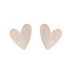 Blush Enamel & 18K Gold-Plated Heart Stud Earrings