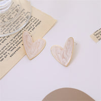 Blush Enamel & 18k Gold-Plated Heart Stud Earrings