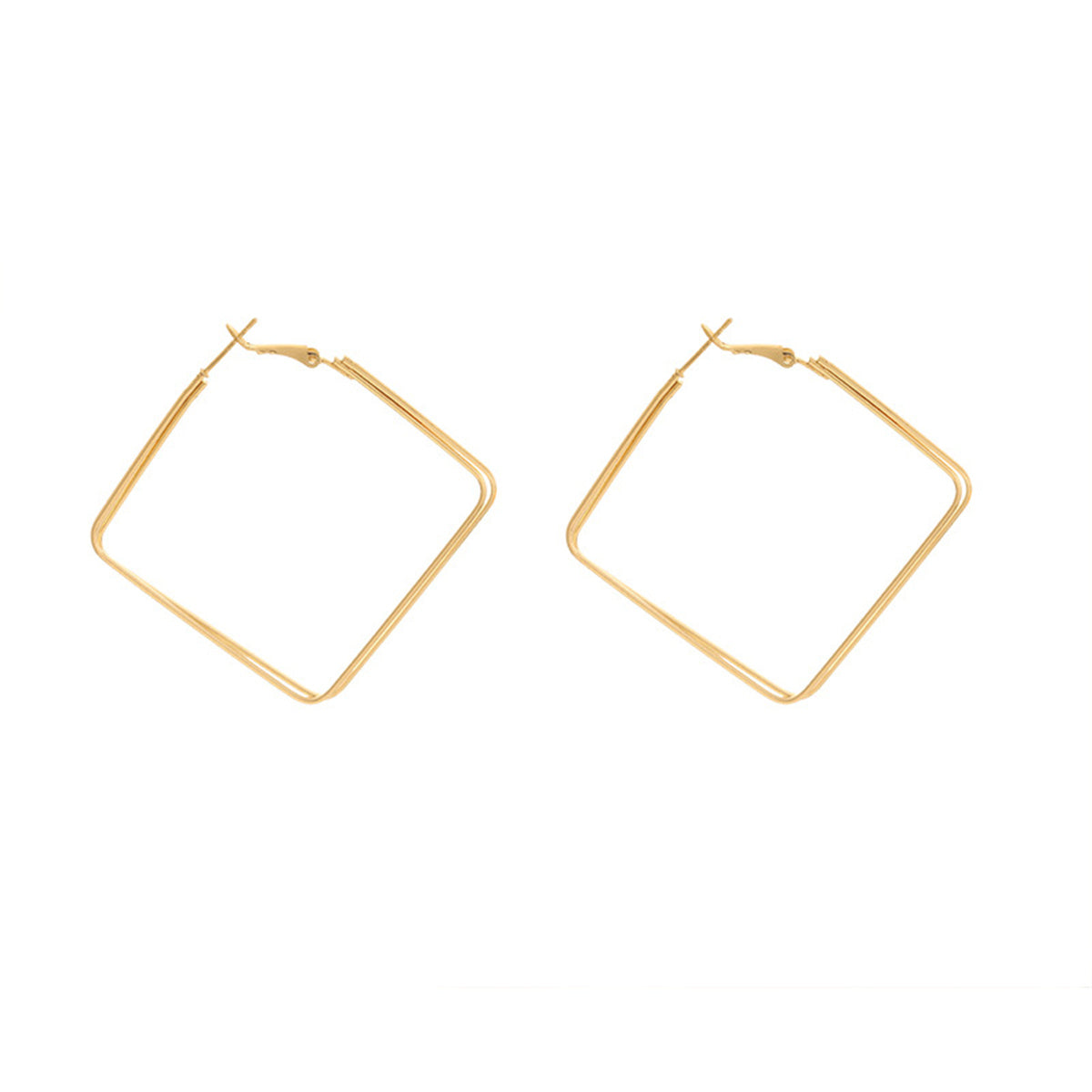 18K Gold-Plated Layered Rhombus Hoop Earrings