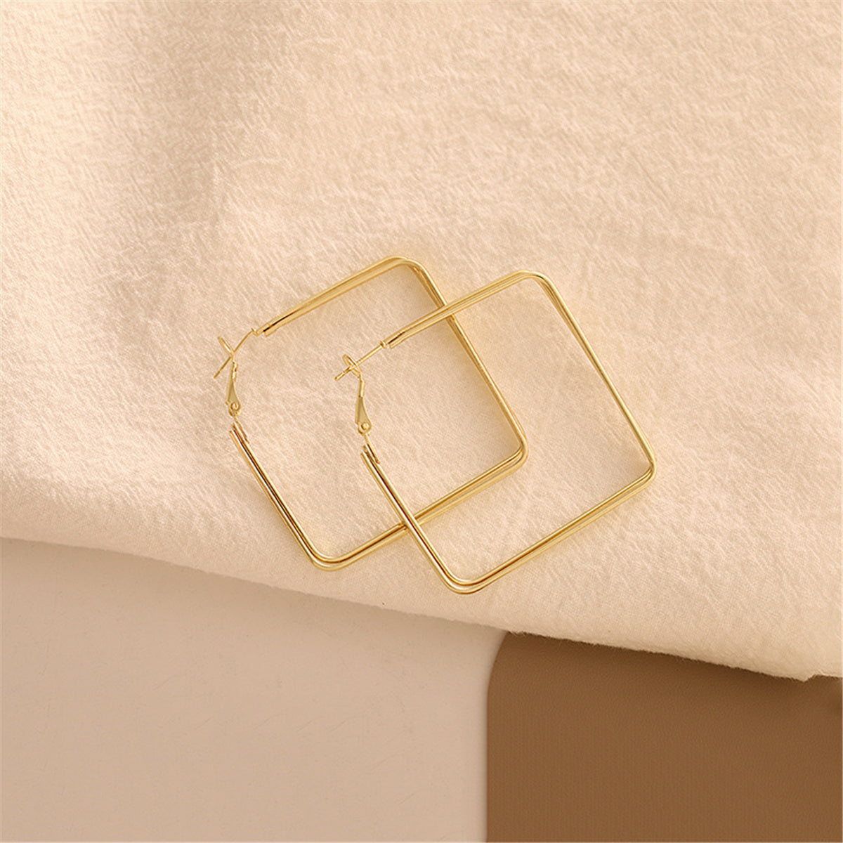18K Gold-Plated Layered Rhombus Hoop Earrings, dainty minimalist design, lifestyle look