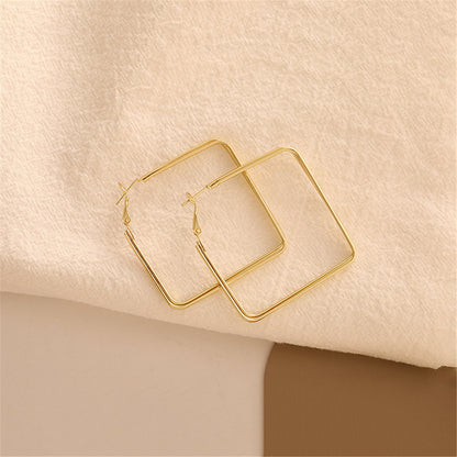18K Gold-Plated Layered Rhombus Hoop Earrings, dainty minimalist design, lifestyle look
