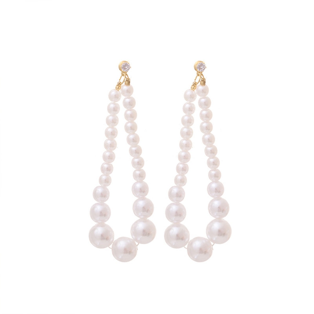 Cubic Zirconia & Pearl 18K Gold-Plated Beaded Chain Drop Earrings