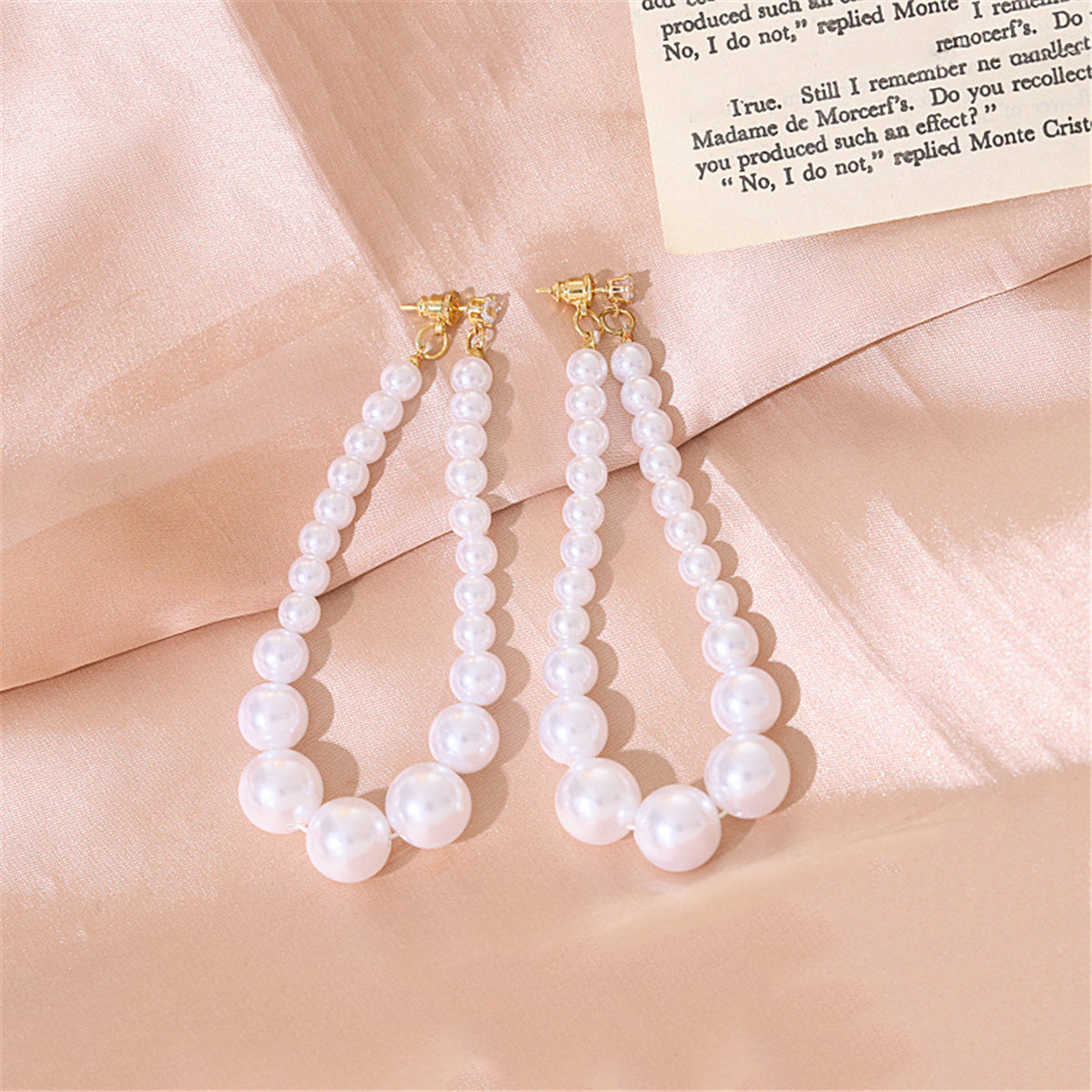 Cubic Zirconia & Pearl 18K Gold-Plated Beaded Chain Drop Earrings