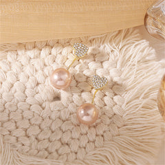 Champagne Pearl & Cubic Zirconia Heart Ear Jackets
