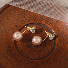 Champagne Pearl & Cubic Zirconia Heart Ear Jackets
