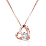 Crystal & 18k Rose Gold-Plated Openwork Heart Pendant Necklace - streetregion
