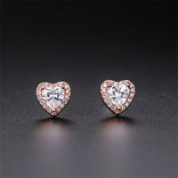 Crystal & Cubic Zirconia 18k Rose Gold-Plated Heart Halo Stud Earrings