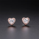 Crystal & Cubic Zirconia 18k Rose Gold-Plated Heart Halo Stud Earrings