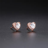 Crystal & Cubic Zirconia 18k Rose Gold-Plated Heart Halo Stud Earrings