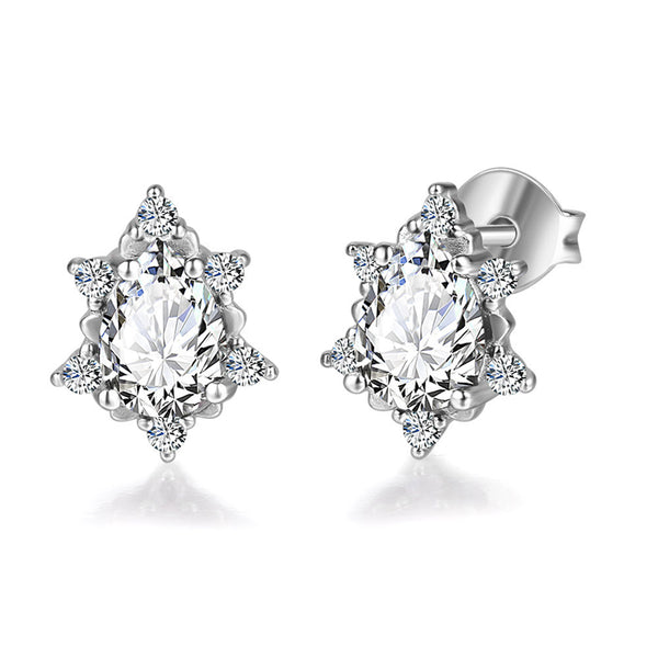 Pear Crystal & Cubic Zirconia Stud Earrings