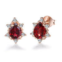 Pear Red Crystal & Cubic Zirconia Stud Earrings