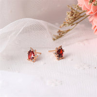 Pear Red Crystal & Cubic Zirconia Stud Earrings