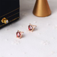 Pear Red Crystal & Cubic Zirconia Stud Earrings